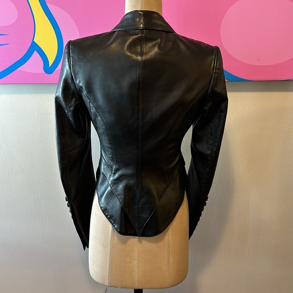Norisol Ferrari Black Wasp Waist Leather Jacket - Picture 7 of 15